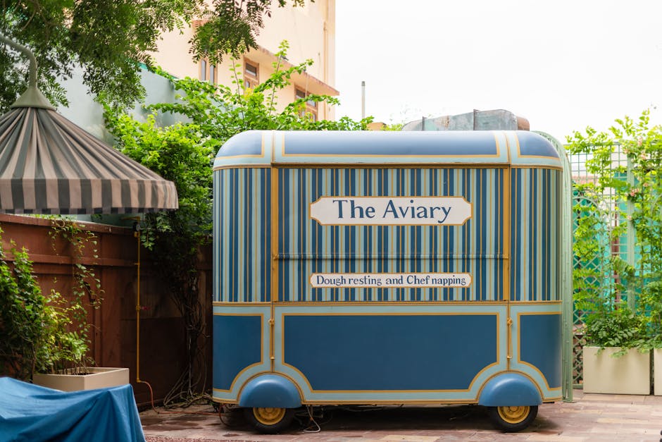Chic vintage-style food cart at Narendra Bhawan's courtyard in Bikaner, Rajasthan.