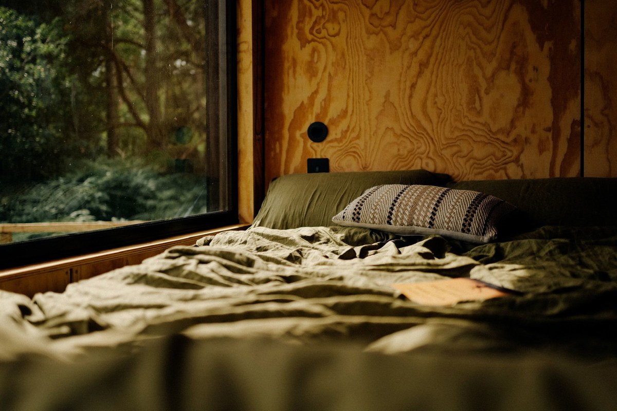 Interior and view from a Shacks nature cabin