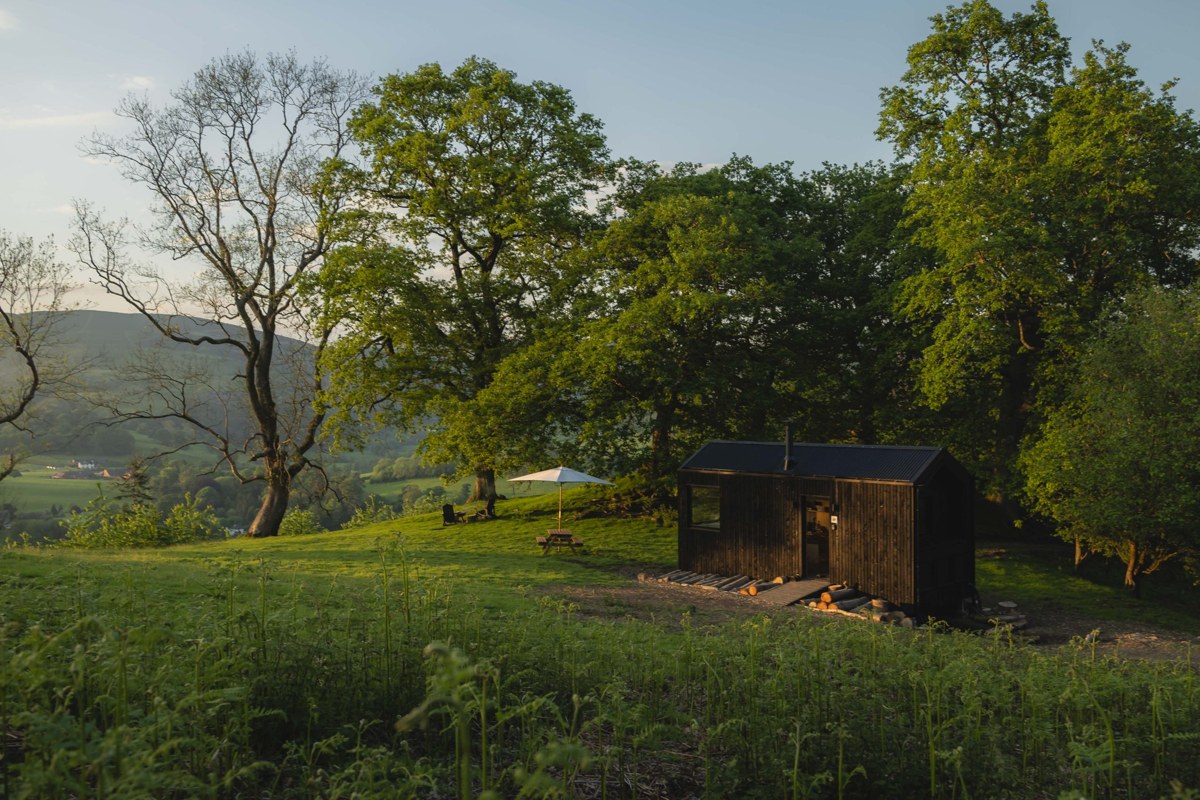 Rural Shacks cabin view in a wild UK location