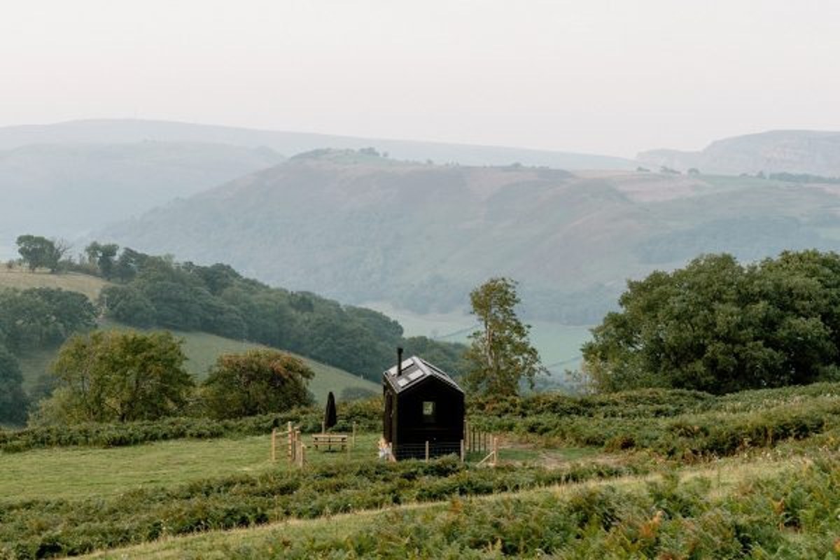 Shacks unplugged cabin scene in Llangollen countryside